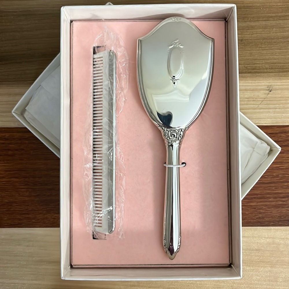 NIB Baby Brush and Comb Pewter